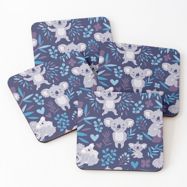 Item preview, Cute Koala Family On Dark Purple Background  designed and sold by ConcorStore.