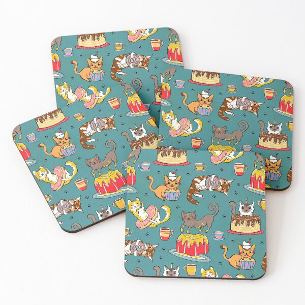 Item preview, Cats & Confectionary - Teal Blue  designed and sold by TigaTiga.
