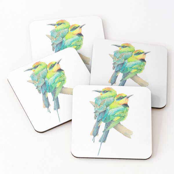 Item preview, Rainbow bee-eaters - colourful birds watercolour designed and sold by Zoya Makarova.