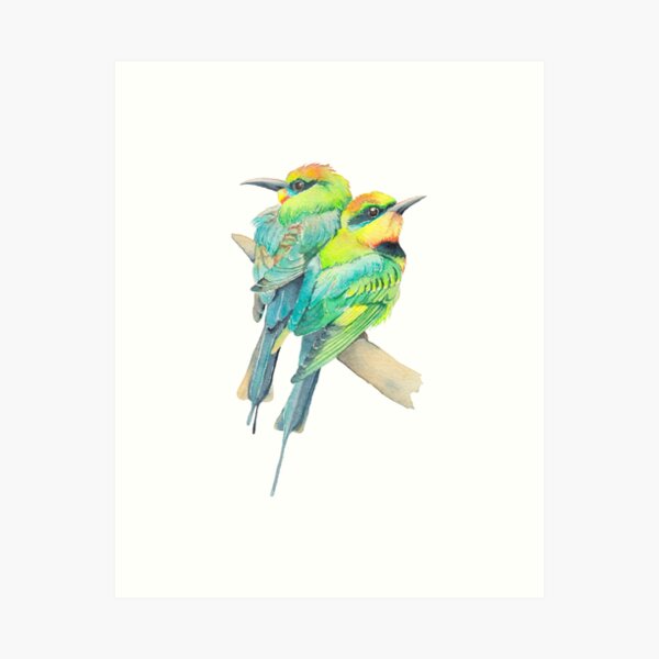 Item preview, Rainbow bee-eaters - colourful birds watercolour designed and sold by Zoya Makarova.
