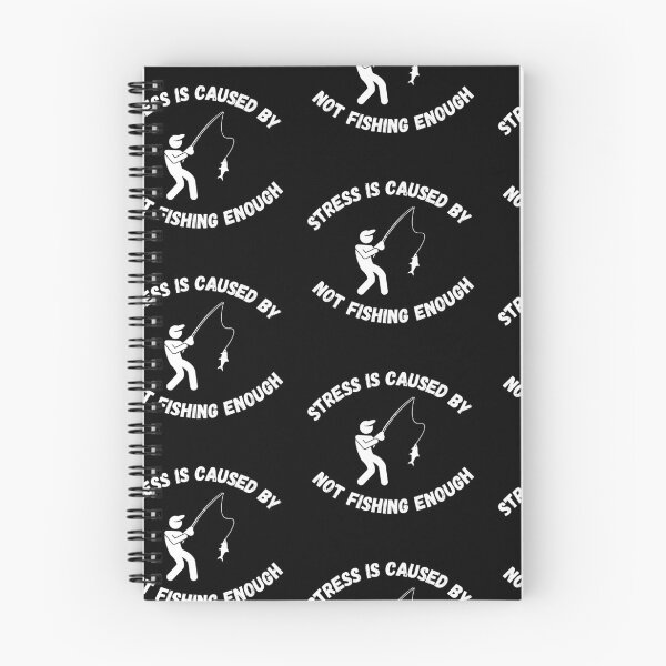 Item preview, Stress Is Caused By Not Fishing Enough Man Catching A Fish In Black designed and sold by LuckyKermit.