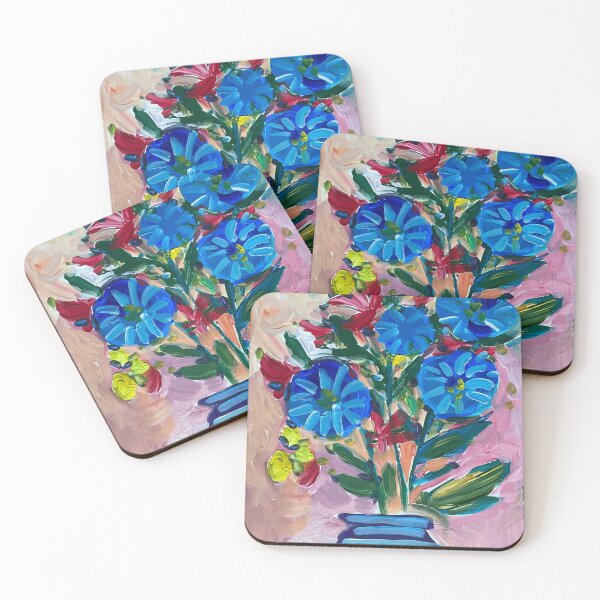 Artikelvorschau, bunte blaue Blumen, Malerei, Boho-Stil entworfen und verkauft von sonaadalian.