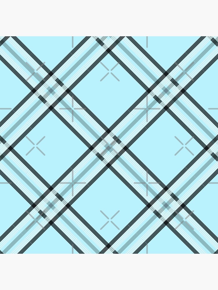 Thumbnail 4 of 4, Clock, Abstract Bright Blue Tartan Plaid designed and sold by Victoria Riabov.