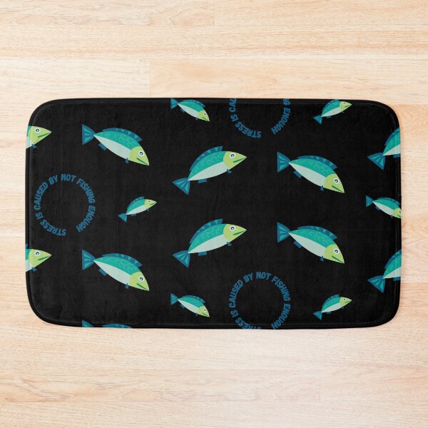 Item preview, Stress Is Caused By Not Fishing Enough Blue Fish In Black designed and sold by LuckyKermit.