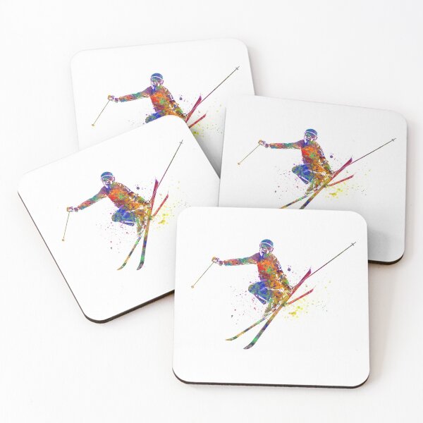 Item preview, Skier jumping in watercolor designed and sold by paulrommer.