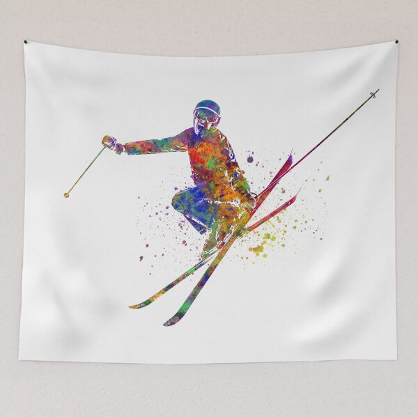 Item preview, Skier jumping in watercolor designed and sold by paulrommer.