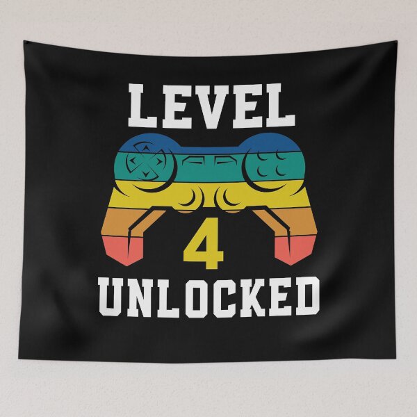 Item preview, Level 4 Unlocked, Video Game 4th Gamer Birthday designed and sold by Fabvity.