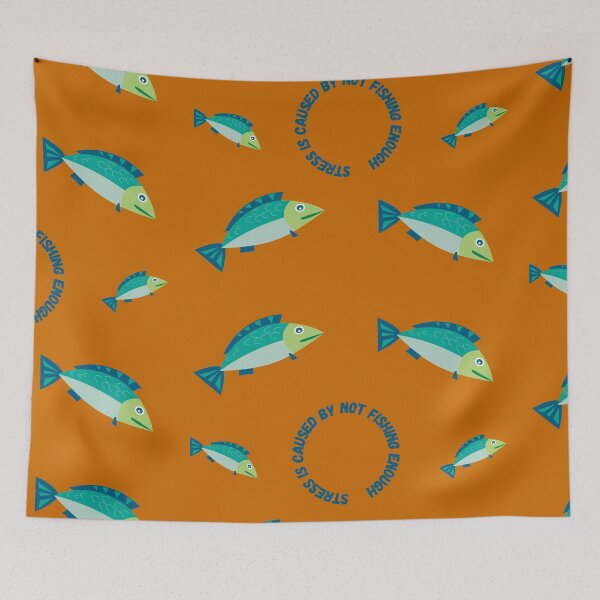 Item preview, Stress Is Caused By Not Fishing Enough Blue Fish In Orange designed and sold by LuckyKermit.