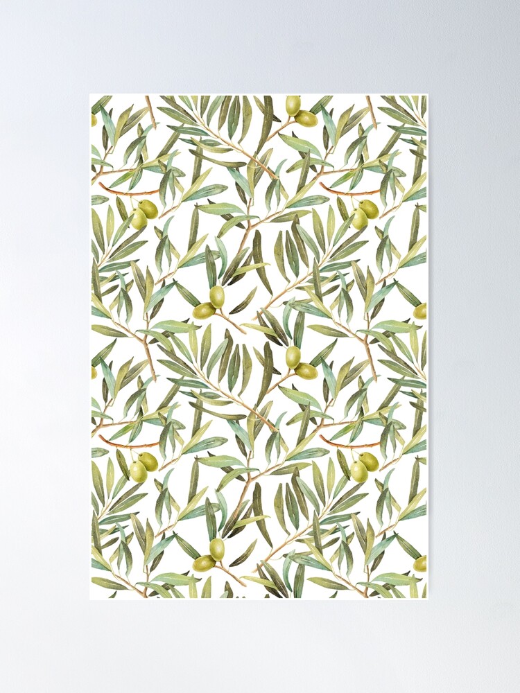 Poster olive branch with olives 