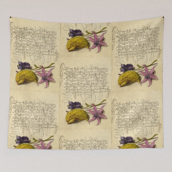 Item preview, Naturalist Manuscript: Flowers and Calligraphy Illumination by Joris Hoefnagel designed and sold by Naturalist Prints.