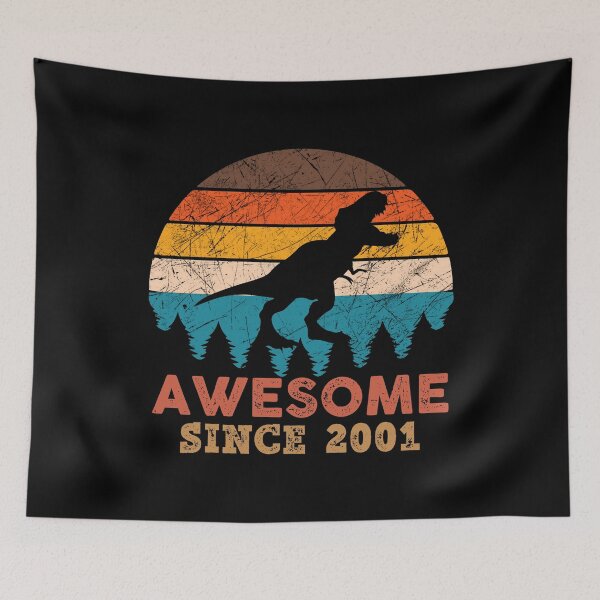 Item preview, Awesome Since 2001 Retro Vintage Dinosaur 20th Birthday Gift designed and sold by designbychow.