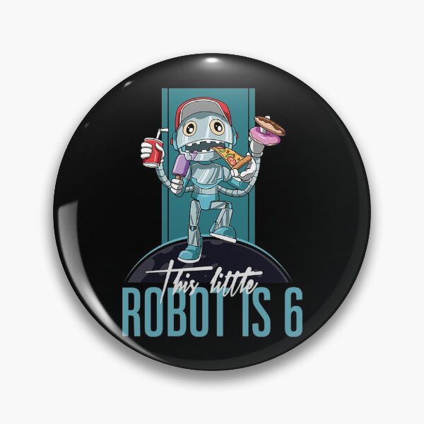 Aperçu de l'œuvre T-shirt EnfantEnfants 6 ème anniversaire Robot drôle fête des aliments malsains créée et vendue par AuroraSmithg.