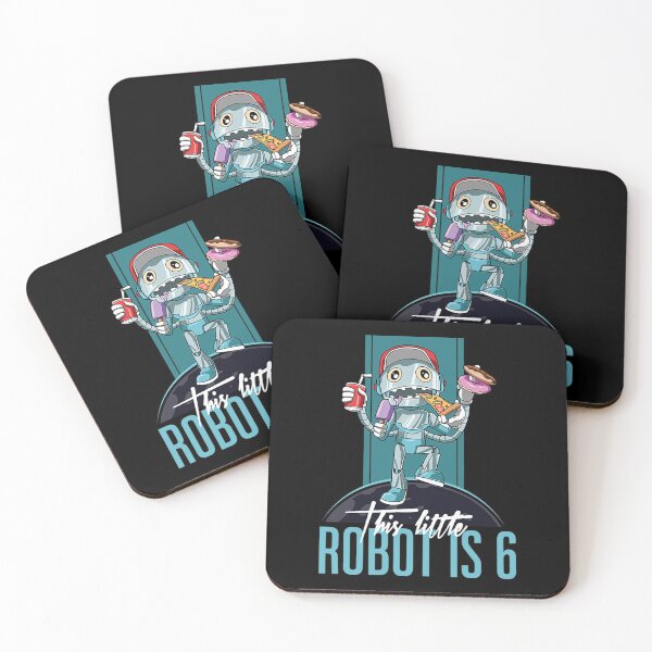 Aperçu de l'œuvre T-shirt EnfantEnfants 6 ème anniversaire Robot drôle fête des aliments malsains créée et vendue par AuroraSmithg.