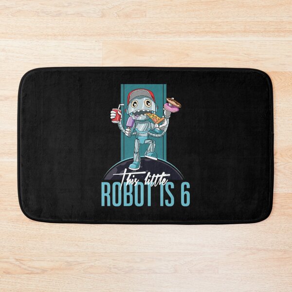 Aperçu de l'œuvre T-shirt EnfantEnfants 6 ème anniversaire Robot drôle fête des aliments malsains créée et vendue par AuroraSmithg.