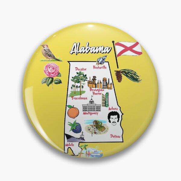 Item preview, illustrated Map of Alabama in US with major Cities, symbols and landmarks designed and sold by mashmosh.