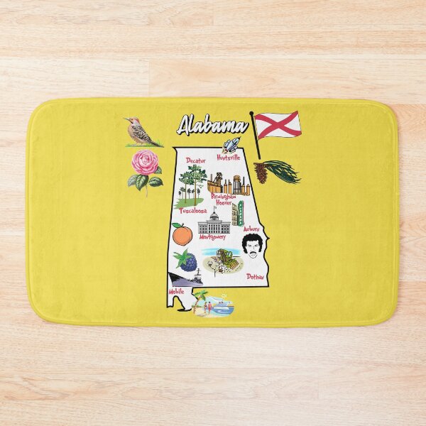 Item preview, illustrated Map of Alabama in US with major Cities, symbols and landmarks designed and sold by mashmosh.