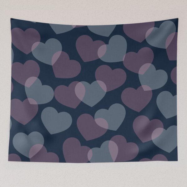 Item preview, Navy Blue Purple Hearts Pattern designed and sold by StarsForgers.