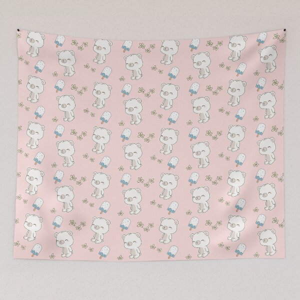 Item preview, Kawaii ice bear pattern  designed and sold by AllPrintsAndArt.