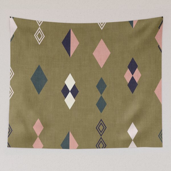 Item preview, Retro Modern Abstract Rhombus Variations Olive Green designed and sold by Octavia Soldani.