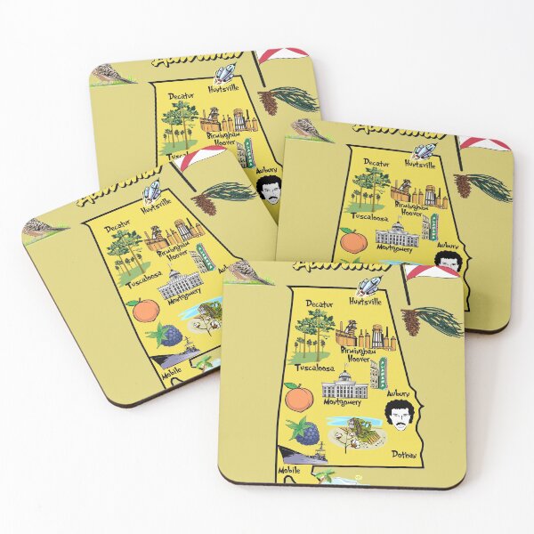 Item preview, Alabama tourist map with landmarks, famous symbols,  attractions, USA designed and sold by mashmosh.