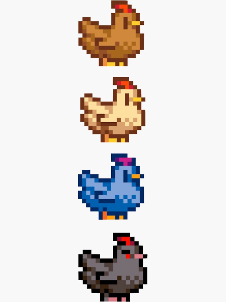 "4 Chickens of Stardew Valley Sticker" Sticker for Sale by PaulJennison