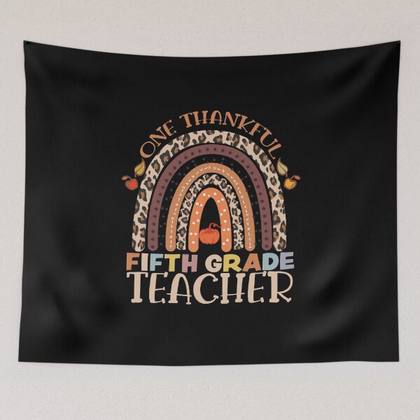 Item preview, One Thankful Fifth Grade Teacher Thanksgiving Rainbow Leopard Fall, Funny Thanksgiving Gift, Funny Turkey Day, Best Teacher Thanksgiving Gift Idea designed and sold by Mode Tees.
