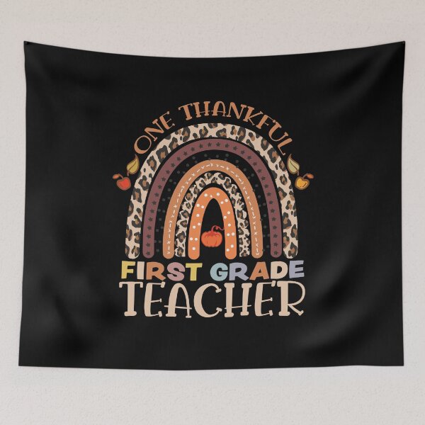 Item preview, One Thankful First Grade Teacher Thanksgiving Rainbow Leopard Fall, Funny Thanksgiving Gift, Funny Turkey Day, Best Teacher Thanksgiving Gift Idea designed and sold by Mode Tees.