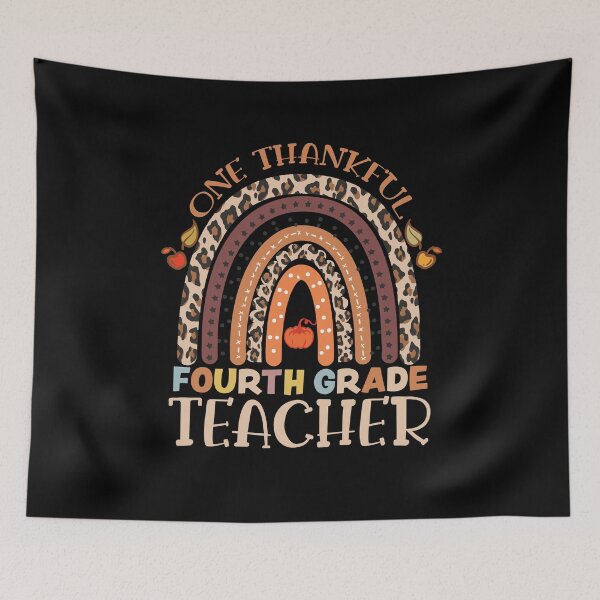 Item preview, One Thankful Fourth Grade Teacher Thanksgiving Rainbow Leopard Fall, Funny Thanksgiving Gift, Funny Turkey Day, Best Teacher Thanksgiving Gift Idea designed and sold by Mode Tees.