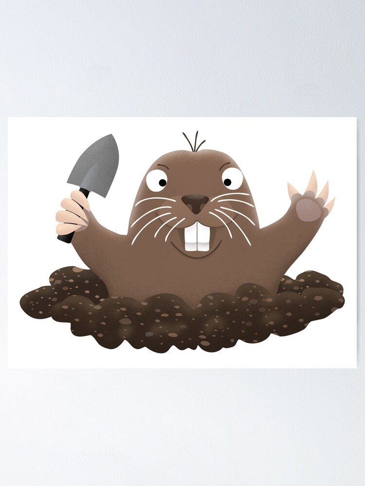 "Funny pocket gopher digging cartoon illustration" Poster for Sale by