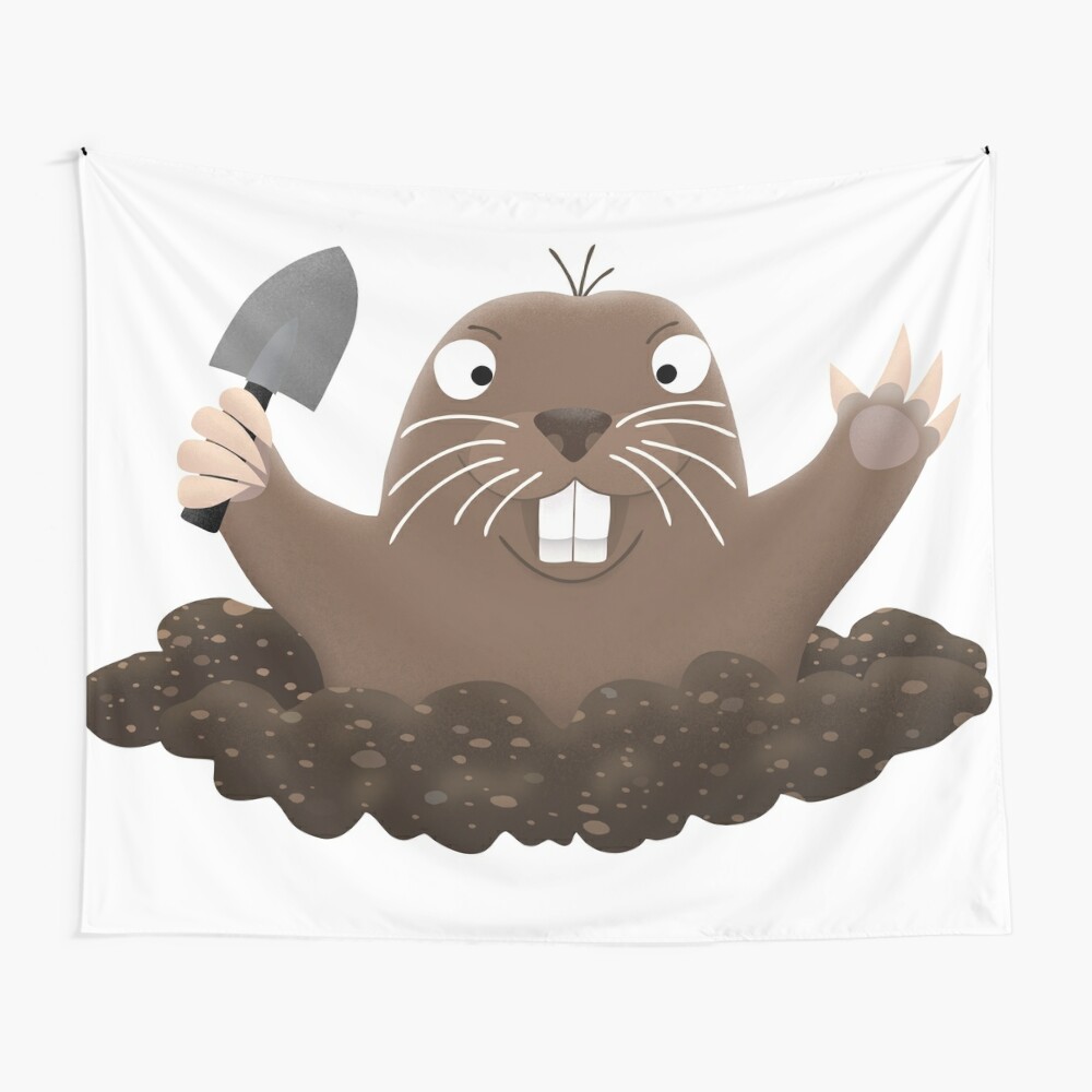 Funny pocket gopher digging cartoon illustration