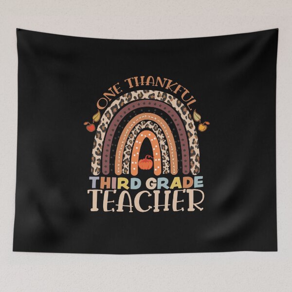 Item preview, One Thankful Third Grade Teacher Thanksgiving Rainbow Leopard Fall, Funny Thanksgiving Gift, Funny Turkey Day, Best Teacher Thanksgiving Gift Idea designed and sold by Mode Tees.