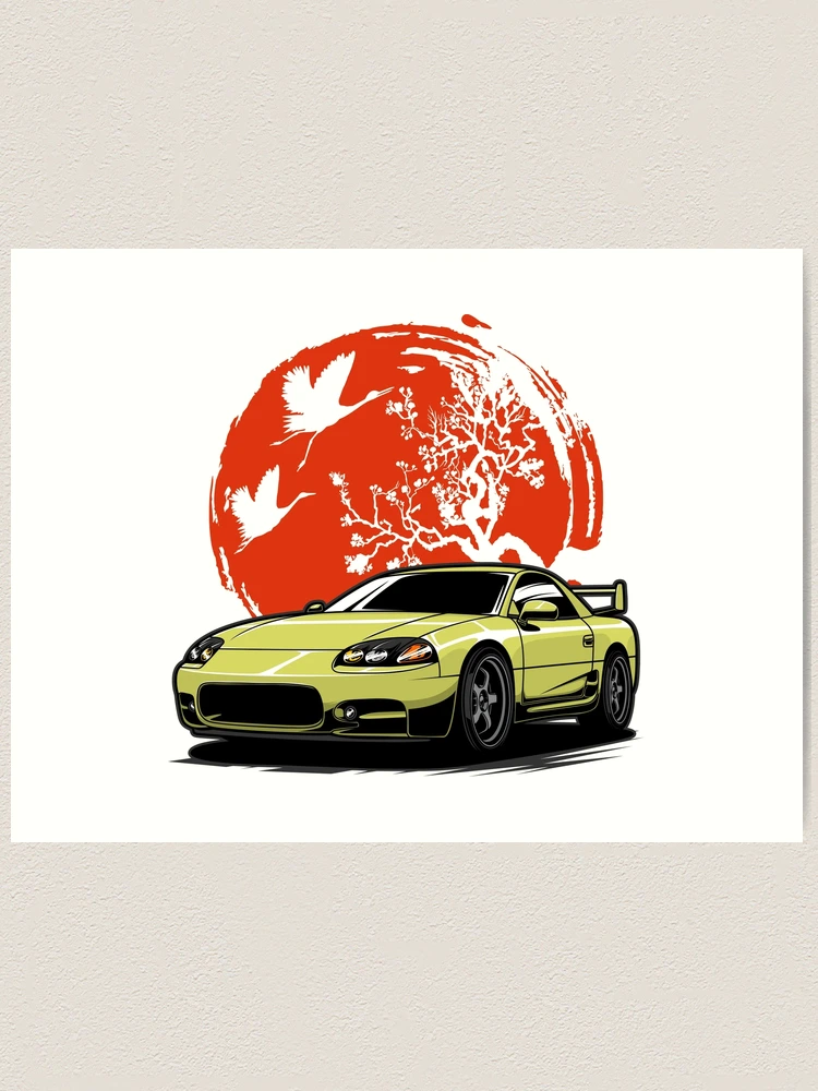 Silhouette Murale Mitsubishi 3000GT/GTO Twin Turbo - Décoration Acier Noir