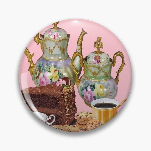 Item preview, CHOCOLATE CAKE PASTRIES ROSE TEA PARTY PINK ART  designed and sold by sharlesart.