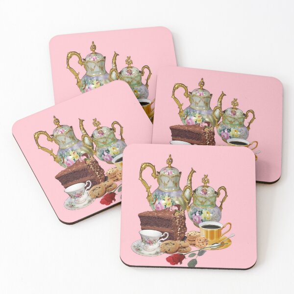 Item preview, CHOCOLATE CAKE PASTRIES ROSE TEA PARTY PINK ART  designed and sold by sharlesart.