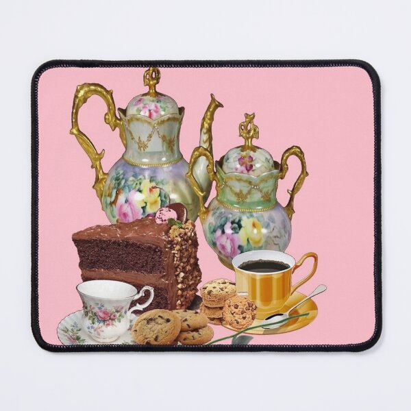 Item preview, CHOCOLATE CAKE PASTRIES ROSE TEA PARTY PINK ART  designed and sold by sharlesart.