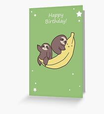 Happy Birthday Giant Banana Sloths Greeting Card