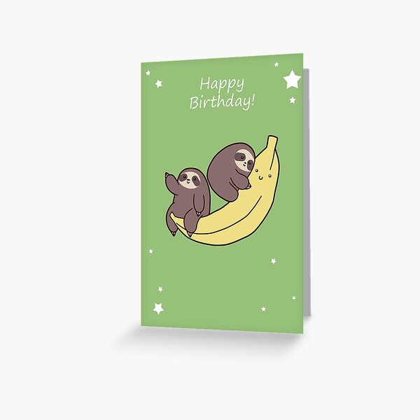Happy Birthday Giant Banana Sloths Greeting Card