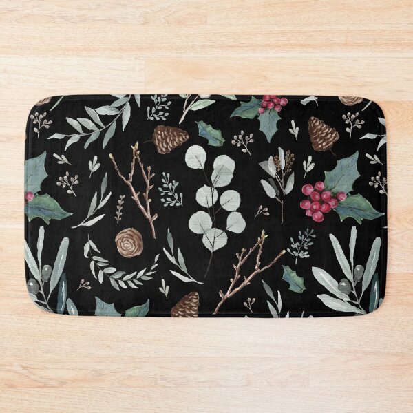Item preview, Christmas Black Eucalyptus Pattern designed and sold by Anis Illustration.