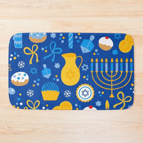 Item preview, Hanukkah Symbols And Sweet Treats Blue Yellow Pattern designed and sold by DEC02.