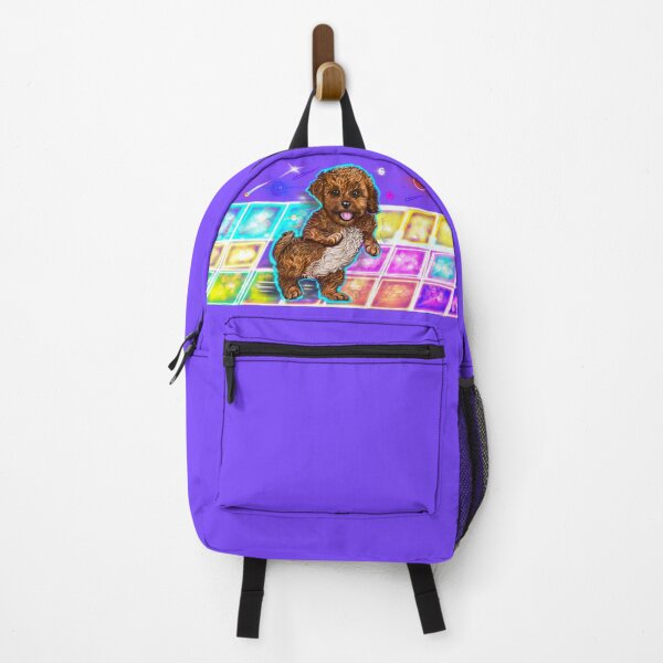 Item preview, Cavapoo Cavoodle puppy laughing and disco dancing purple- cute cavalier king charles spaniel designed and sold by Artonmytee.
