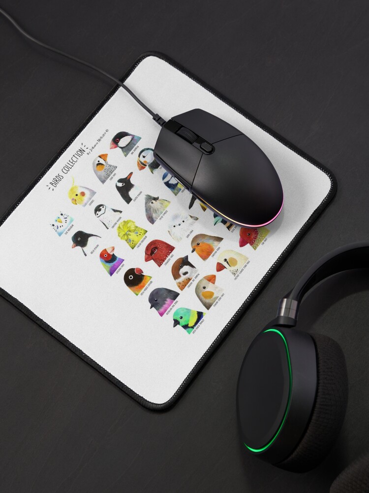 Alternate view of Birds Collection - version with letters in black Mouse Pad
