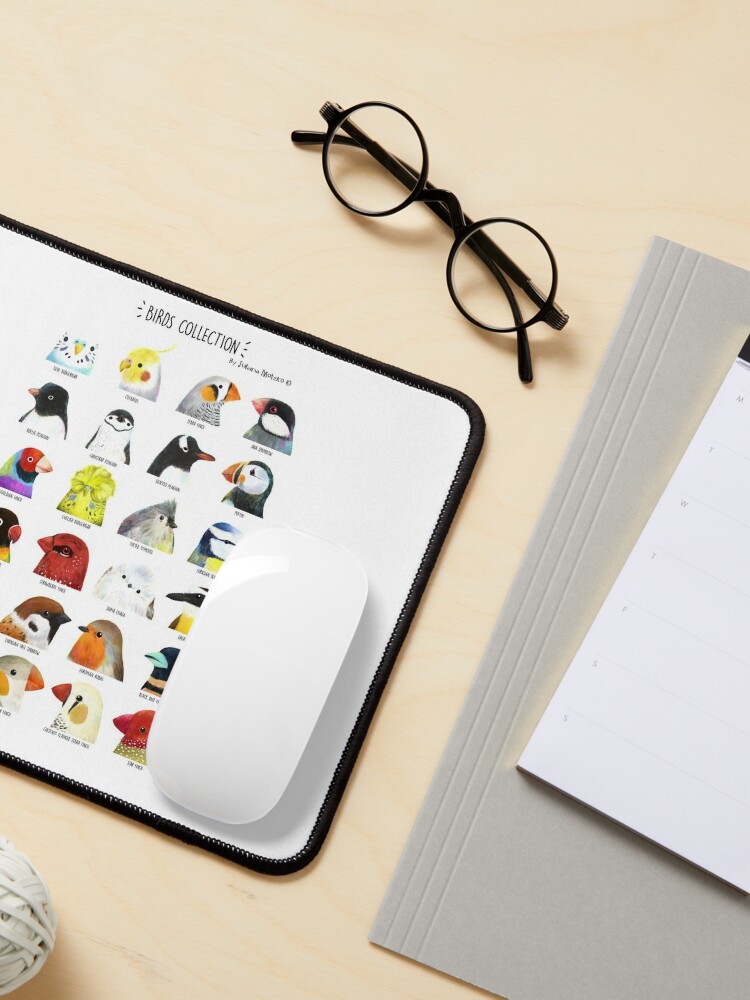 Alternate view of Birds Collection - version with letters in black Mouse Pad