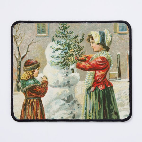 Item preview, Two girls building a snowman having fun designed and sold by PeonyPeak.