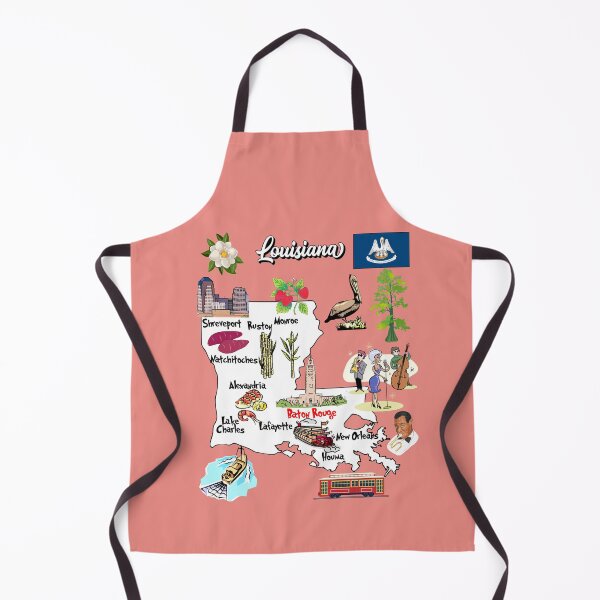 Item preview, illustrated Map of Louisiana in US with major Cities, symbols and attractions designed and sold by mashmosh.