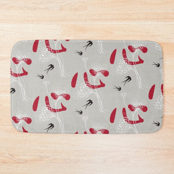Item preview, Oriental Black Swallows With Chinese Calligraphy 'Xin' (Heart) and Dandelion Flower Blooms On Grey © fatfatin designed and sold by fatfatin.