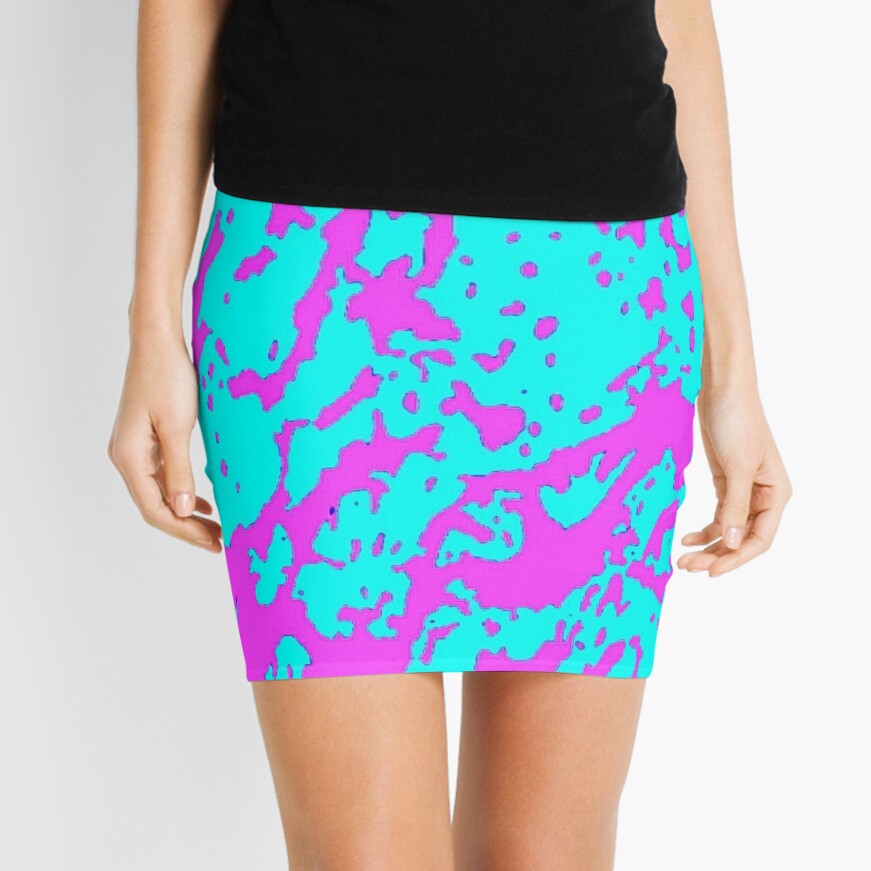 Pink and Teal Reflection Mini Skirt