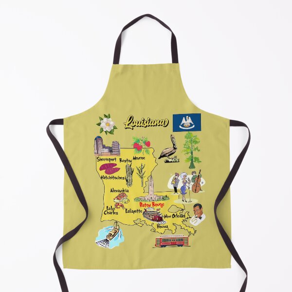 Item preview, Hand Drawn Illustration of Louisiana state Map with Tourist Destinations and landmarks designed and sold by mashmosh.