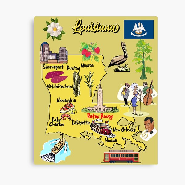 Louisiana State Map, I love maps with icons, and this is a …