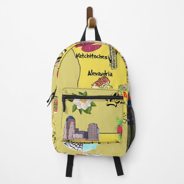 Item preview, Hand Drawn Illustration of Louisiana state Map with Tourist Destinations and landmarks designed and sold by mashmosh.