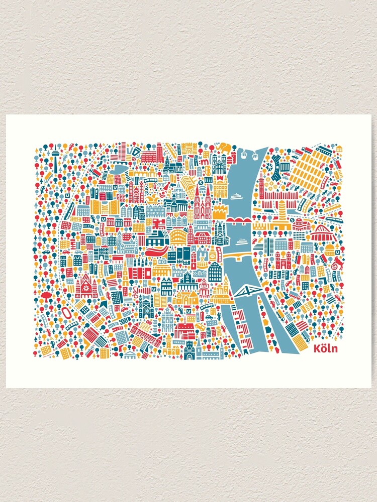 Cologne City Map Poster Art Print By Vianina Redbubble